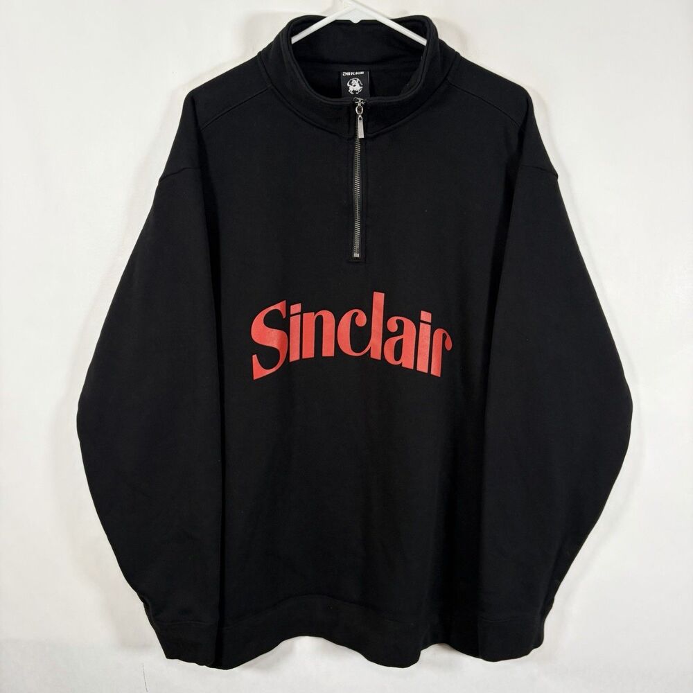 Vintage Sinclair Global 1/4 Zip Pullover Sweatshirt Mens 2XL XXL Black Gasoline